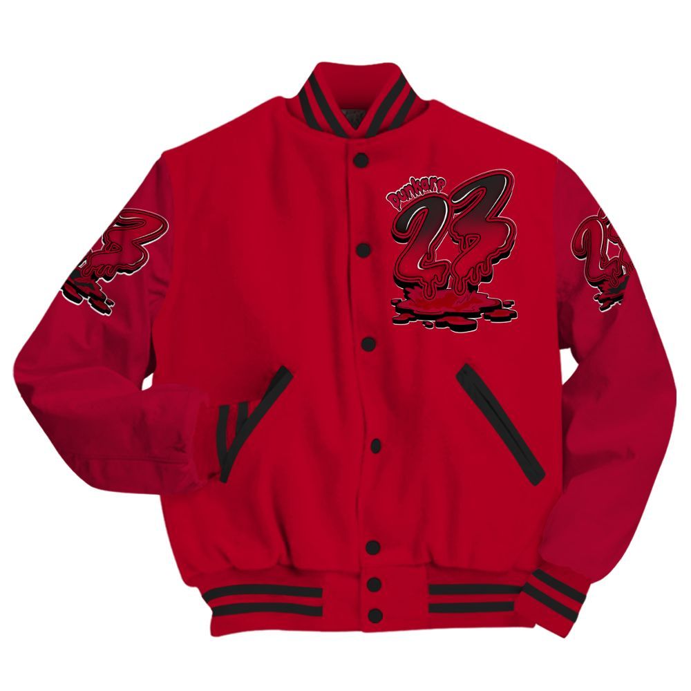 Varsity Jacket To Match Air Foamposite Pro Gym Red - Custom Name 23 Drip All Over Print