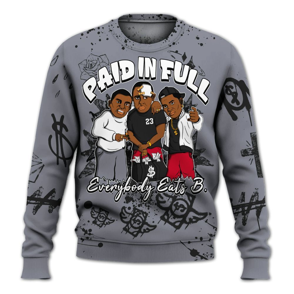 Sweatshirt To Match Retro Black Flint 13s - Everybody Paid In Full Crayon All Over Print