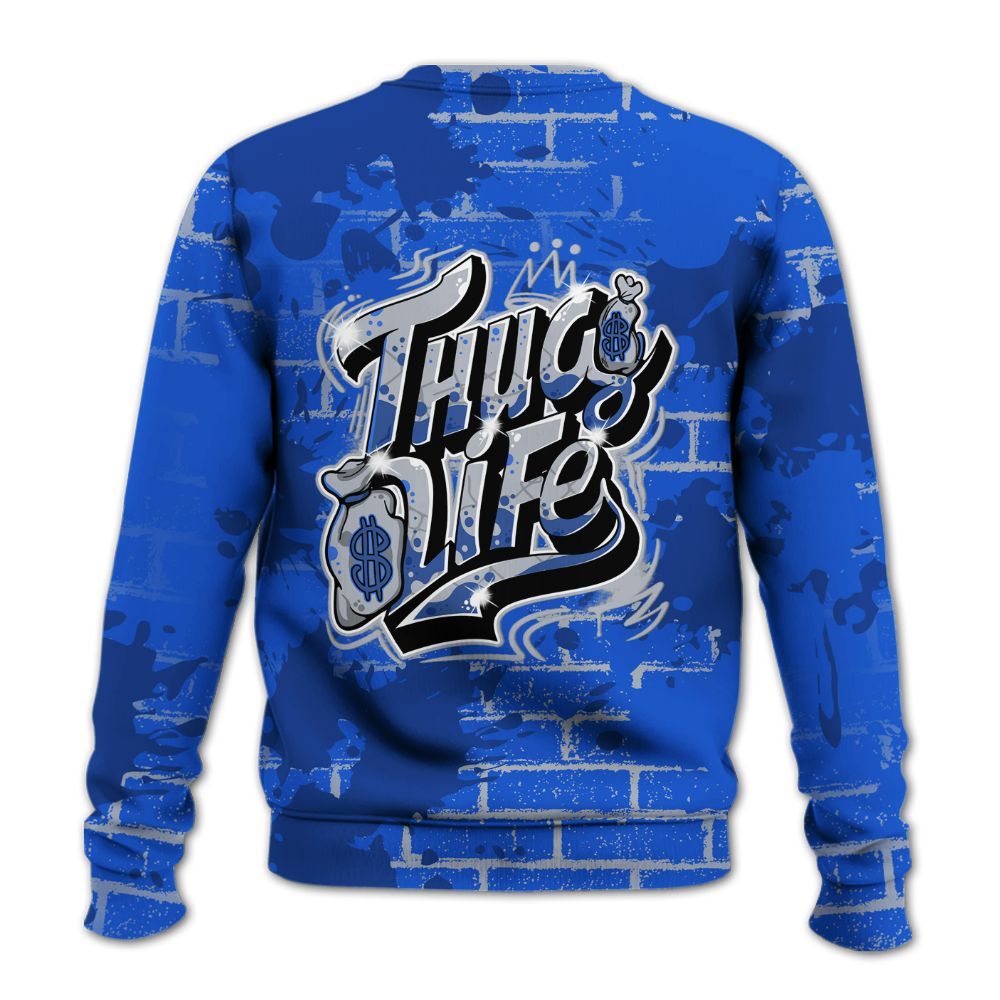 Sweatshirt To Match Air Foamposite One Royal - Free Thug Living Graphic Brick Art All Over Print