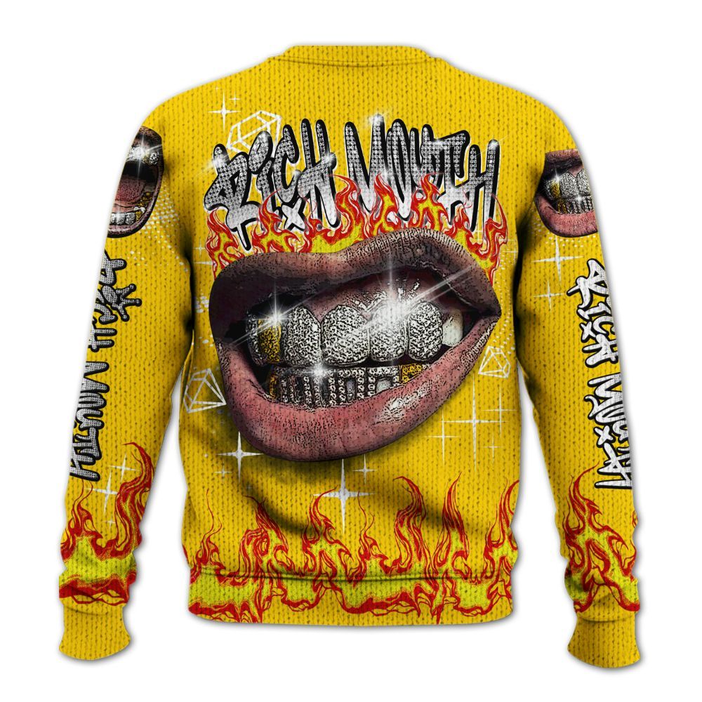 Knitted Sweater To Match Corteiz Air Max 95 Tour Yellow - Rich Mouth Fire Rap Retro 90s