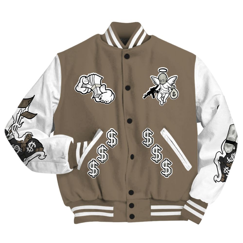 Varsity Jacket To Match Low OG Dark Mocha 1s - Ones Move In Silence Graphic All Over Print