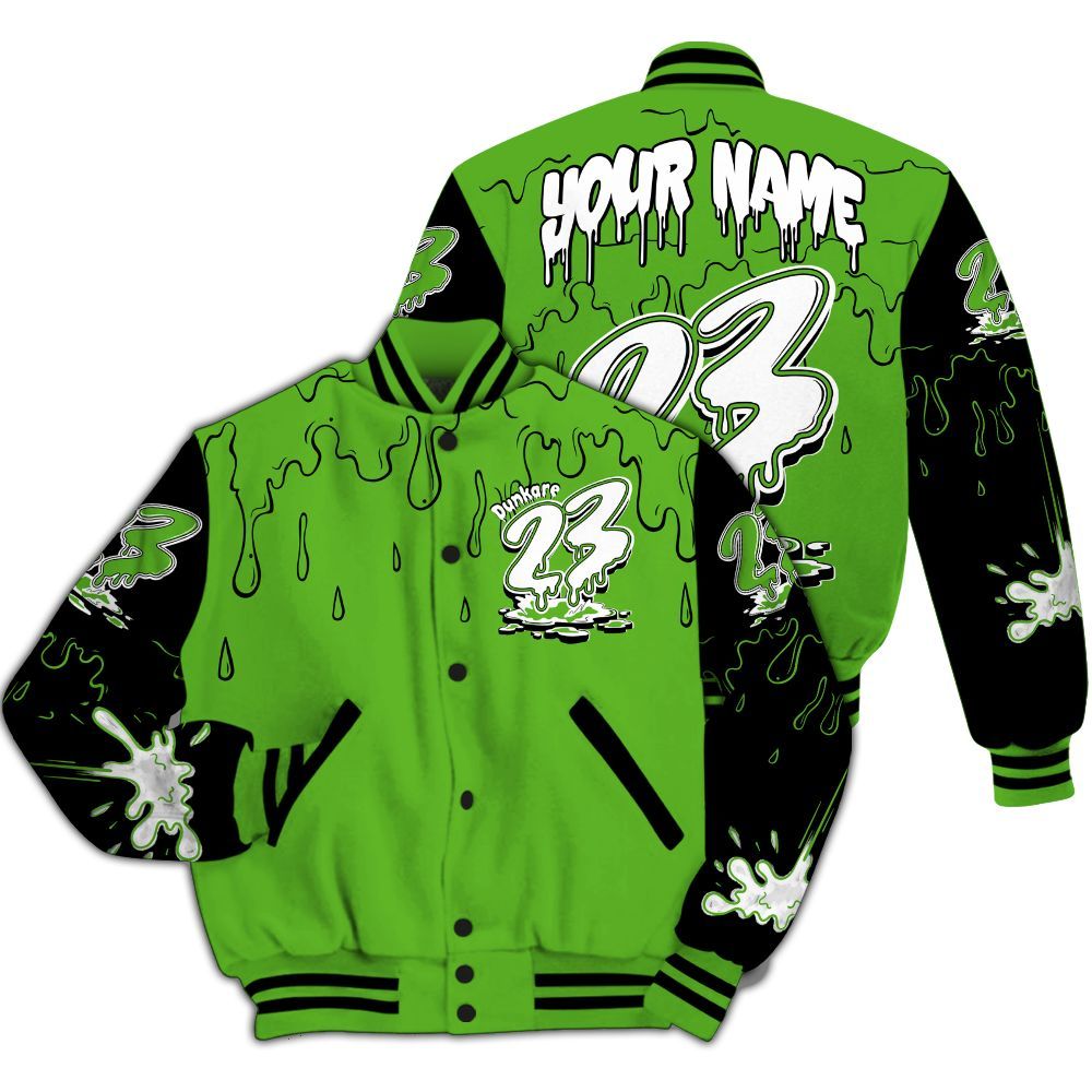 Varsity Jacket To Match Air Foamposite One Volt - Custom Name 23 Drip All Over Print