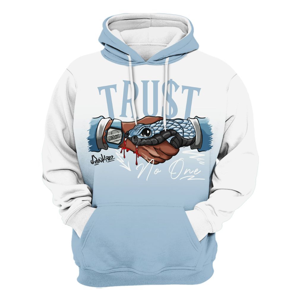 Hoodie To Match Mid Ice Blue 1s - Snake Trust No One Drip All Over Print