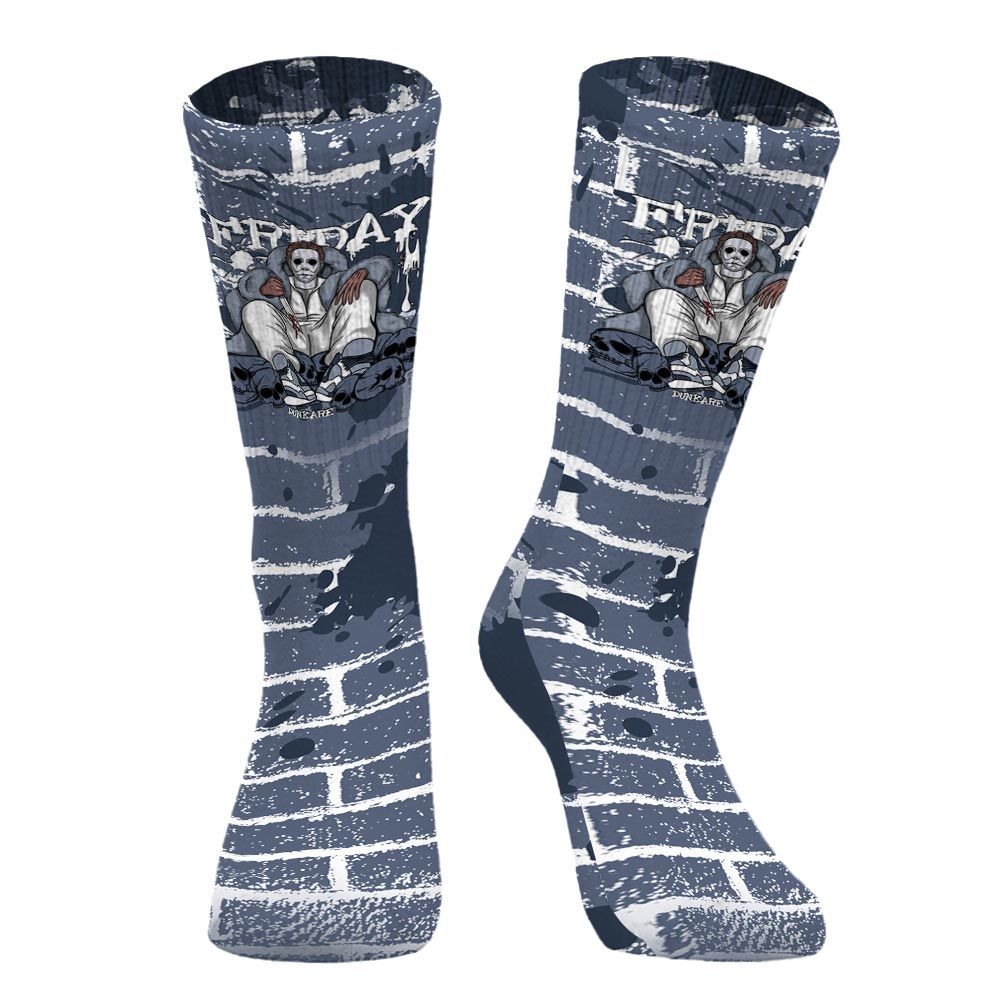 Sock To Match Low Diffused Blue 11s - Friday Halloween Brick