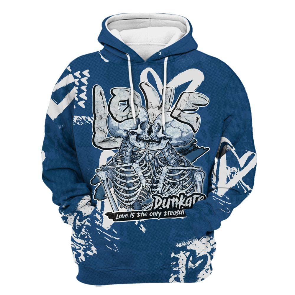 Hoodie To Match High OG Midnight Navy 1s - Skull Love All Over Print