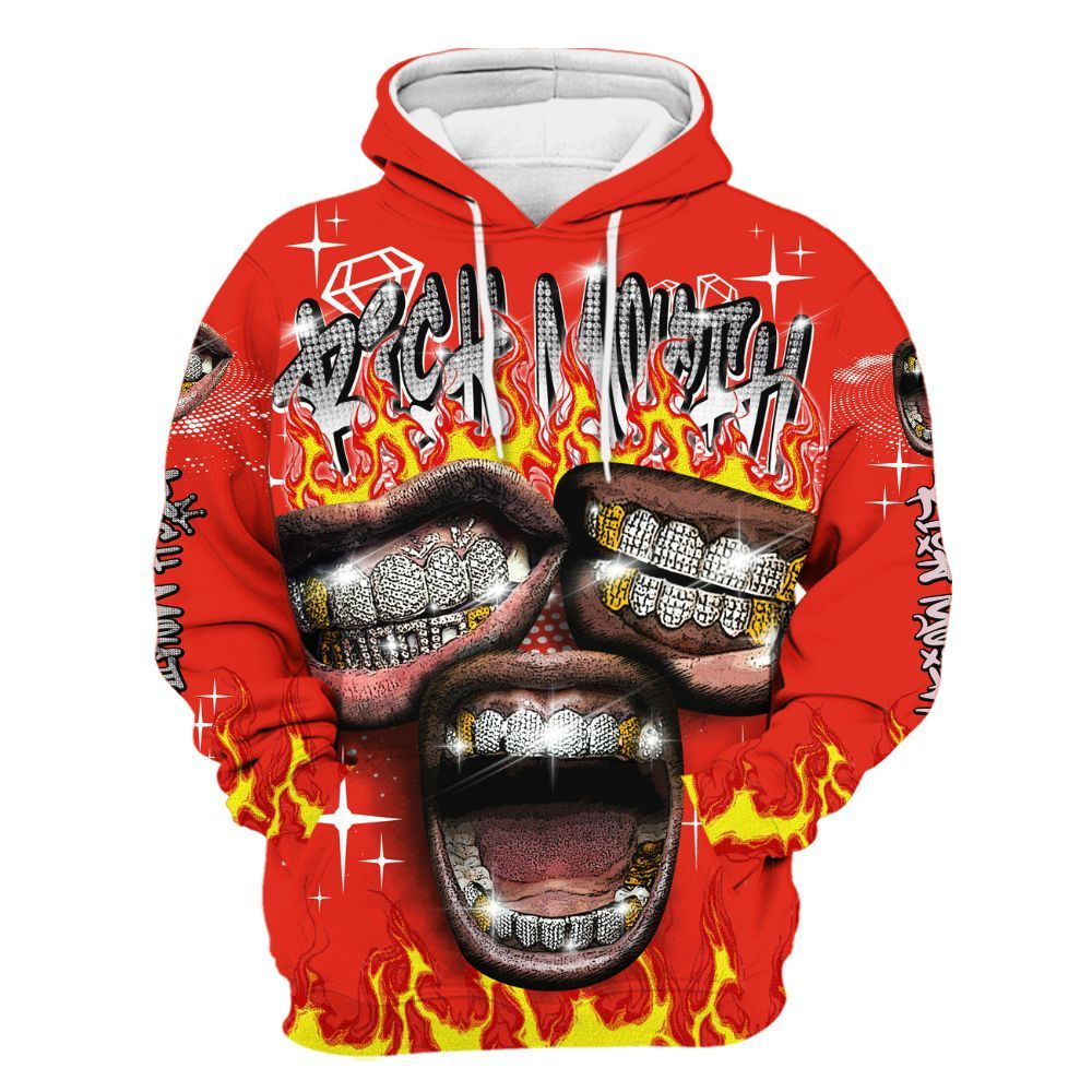 Hoodie To Match Air Force 1 Low GS Valentine's Day - Rich Mouth Fire Rap Retro 90s All Over Print