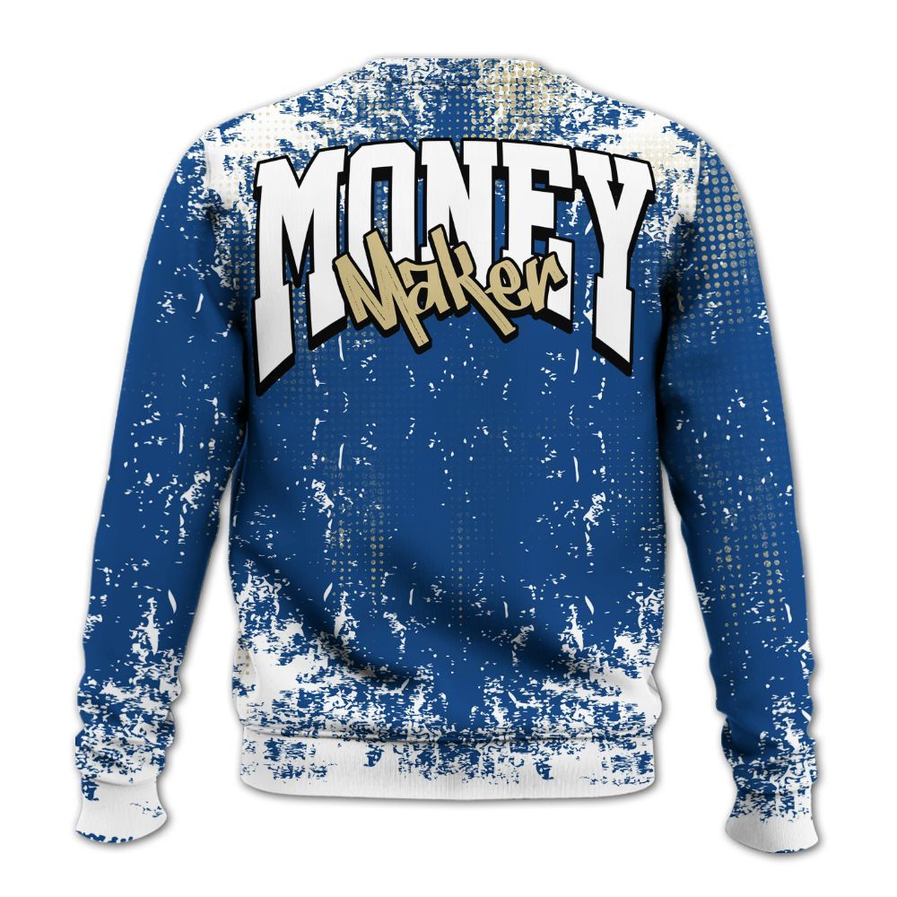 Sweatshirt To Match Air Ship Royal Blue - Move In Silence Money Street Retro All Over Print