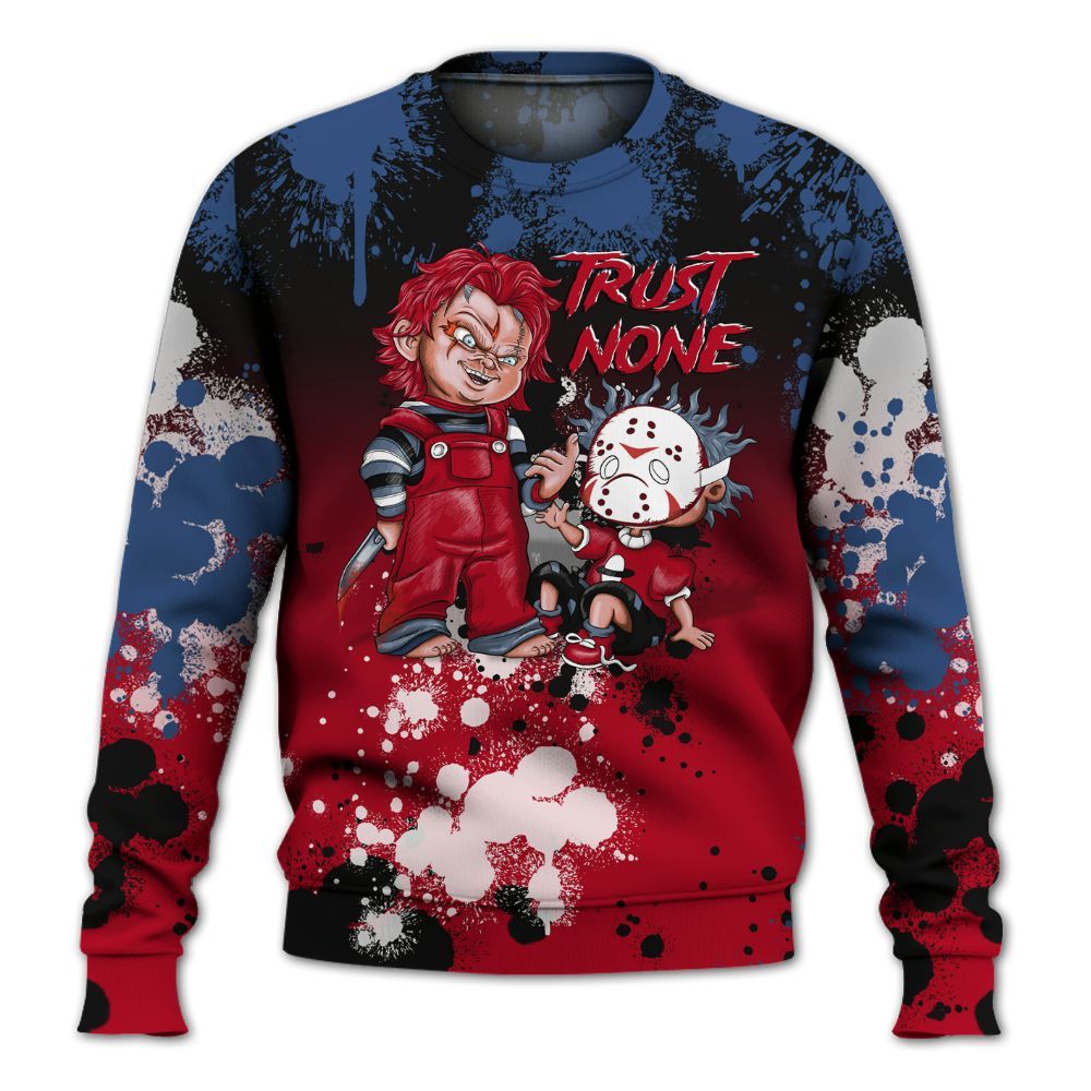 Sweatshirt To Match Air Griffey Max Black Red Navy Blue 1s - Trust No One Scary All Over Print