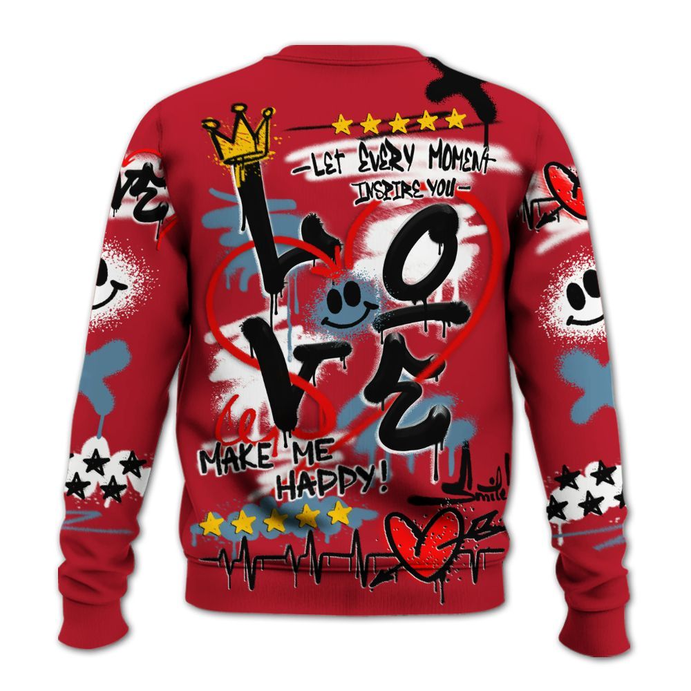 Sweatshirt To Match Retro Raging Bull 5s - Happy Love Beats Graffiti Streetwear All Over Print