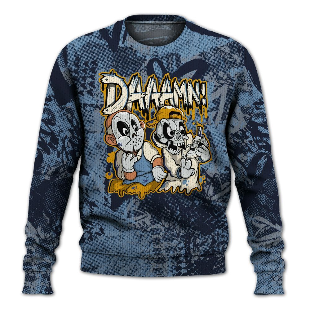 Knitted Sweater To Match High OG First In Flight 1s - Damn Shoe Graphic Heart Grunge