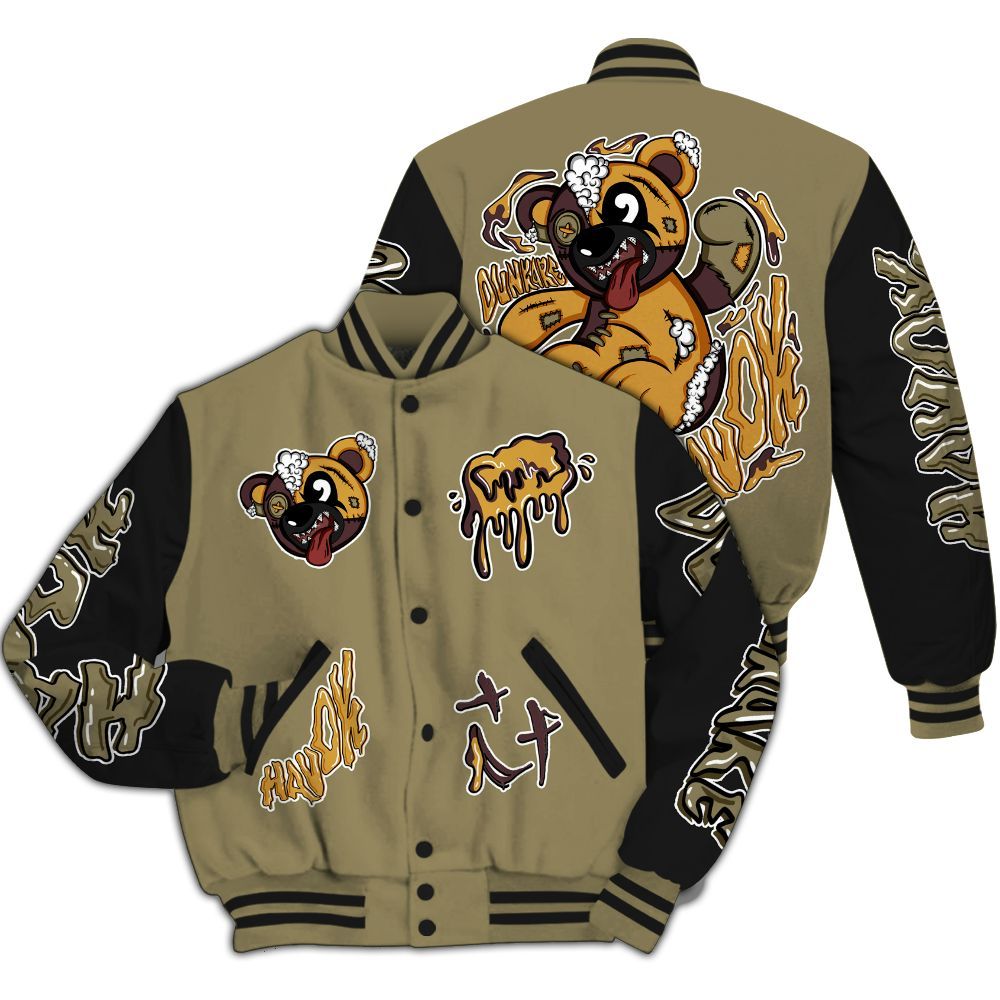 Varsity Jacket To Match Black Olive 7s - Havok Bear All Over Print
