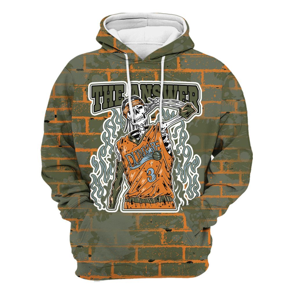 Hoodie To Match Olive 5s - Allen Answer Skeleton Brick All Over Print