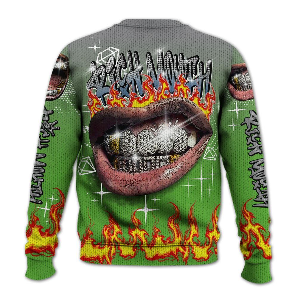 Knitted Sweater To Match Retro Green Bean 5s - Rich Mouth Fire Rap Retro 90s