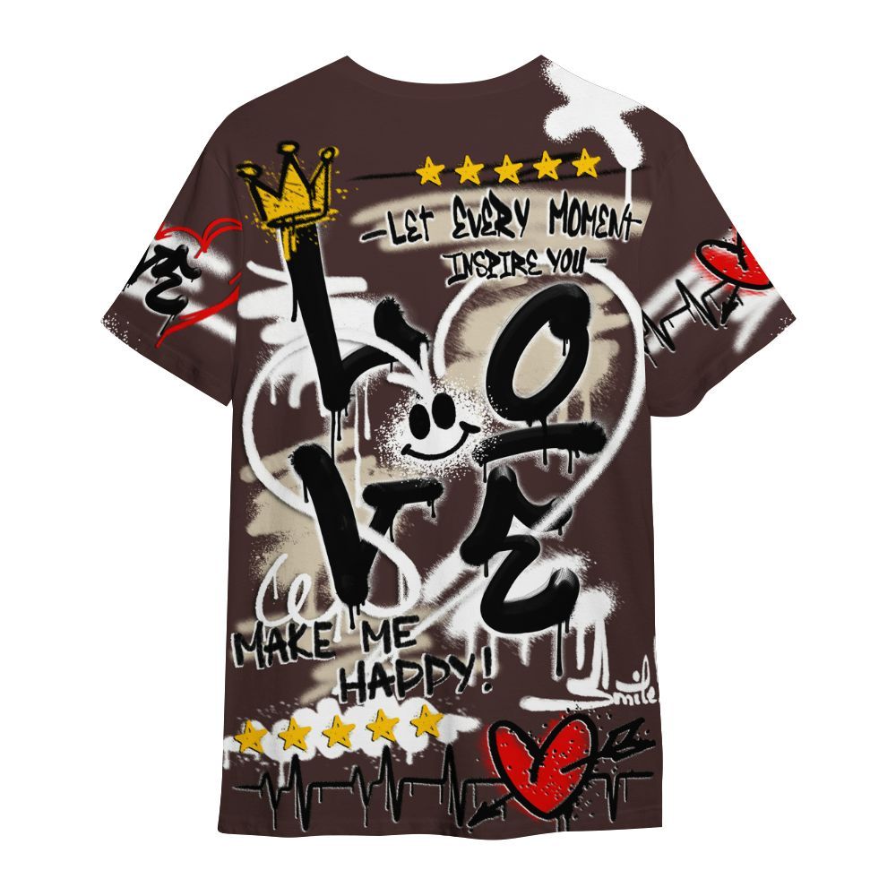 Shirt To Match Burgundy Crush 3s - Happy Love Beats Graffiti Streetwear All Over Print