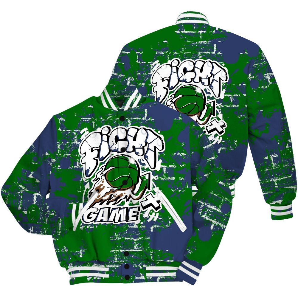 Varsity Jacket To Match Midnight Navy 13s Shirt - Fighter Games Graphic Street Art All Over Print