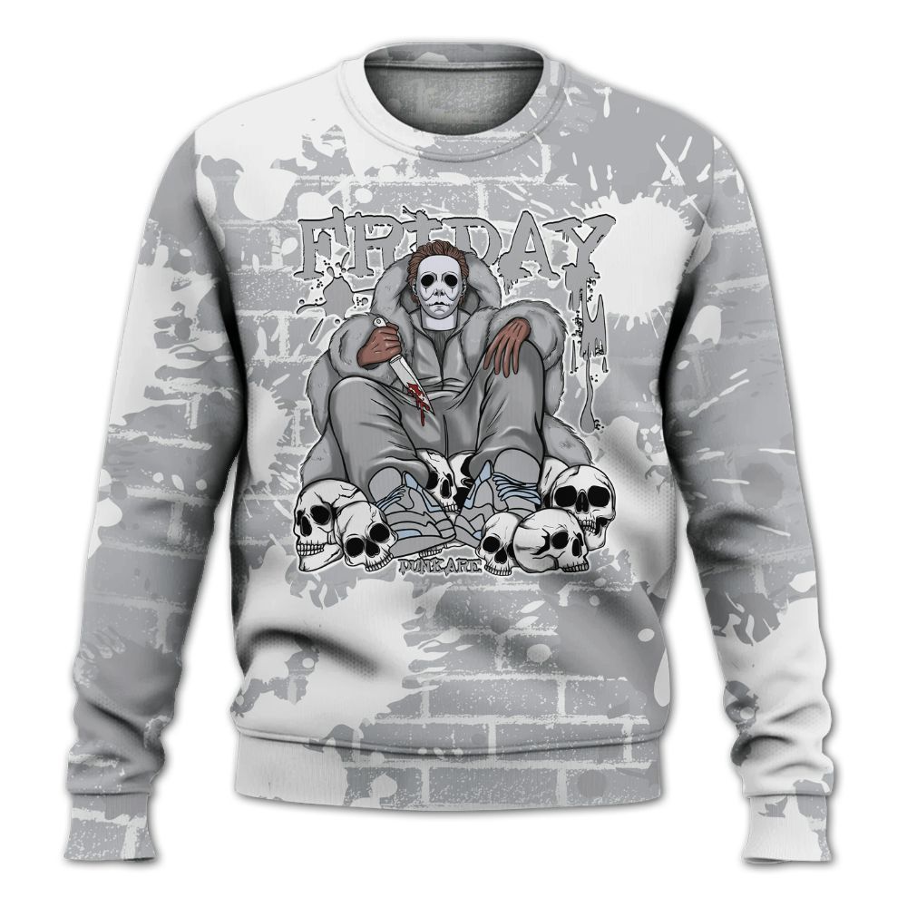 Sweatshirt To Match Low OG Wolf Grey 1s - Friday Brick All Over Print