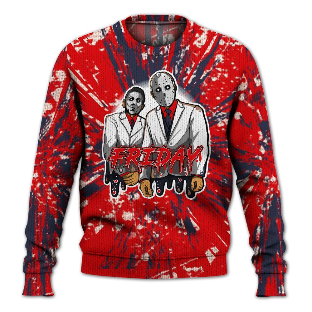 Knitted Sweater To Match Low OG Howard University 1s - Friday Halloween Graphic Luxury