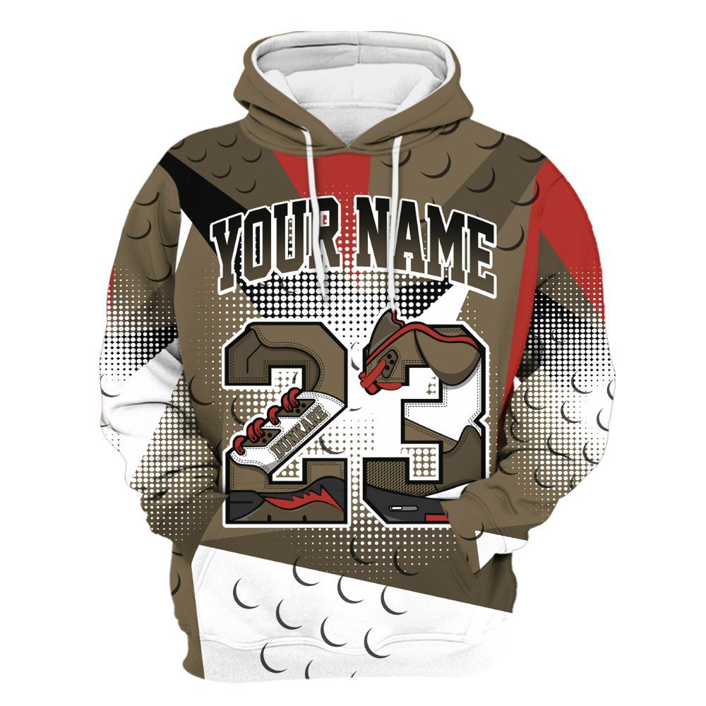 Hoodie To Match Olive 9s - Poly Custom Name Number 23 5s All Over Print