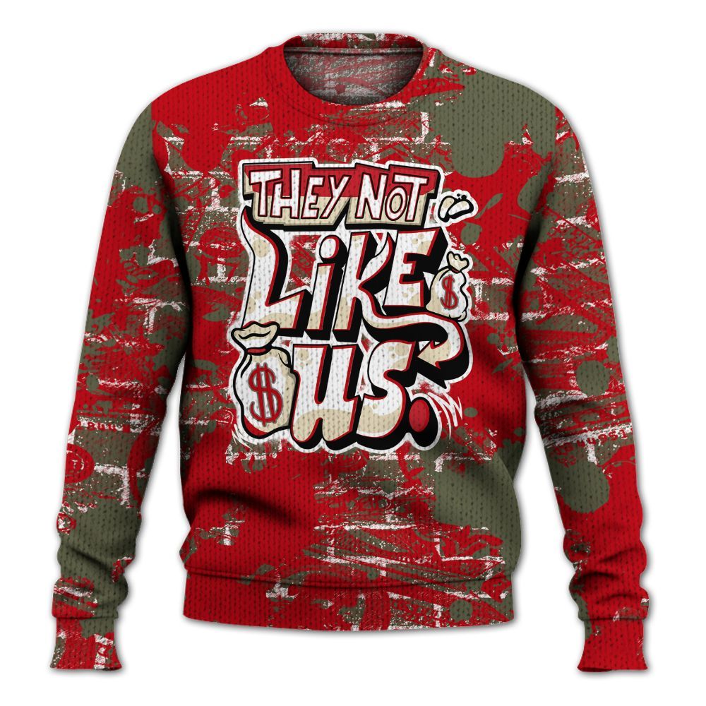 Knitted Sweater To Match Low OG Medium Olive 1s - Dislike Us Graphic Street Art