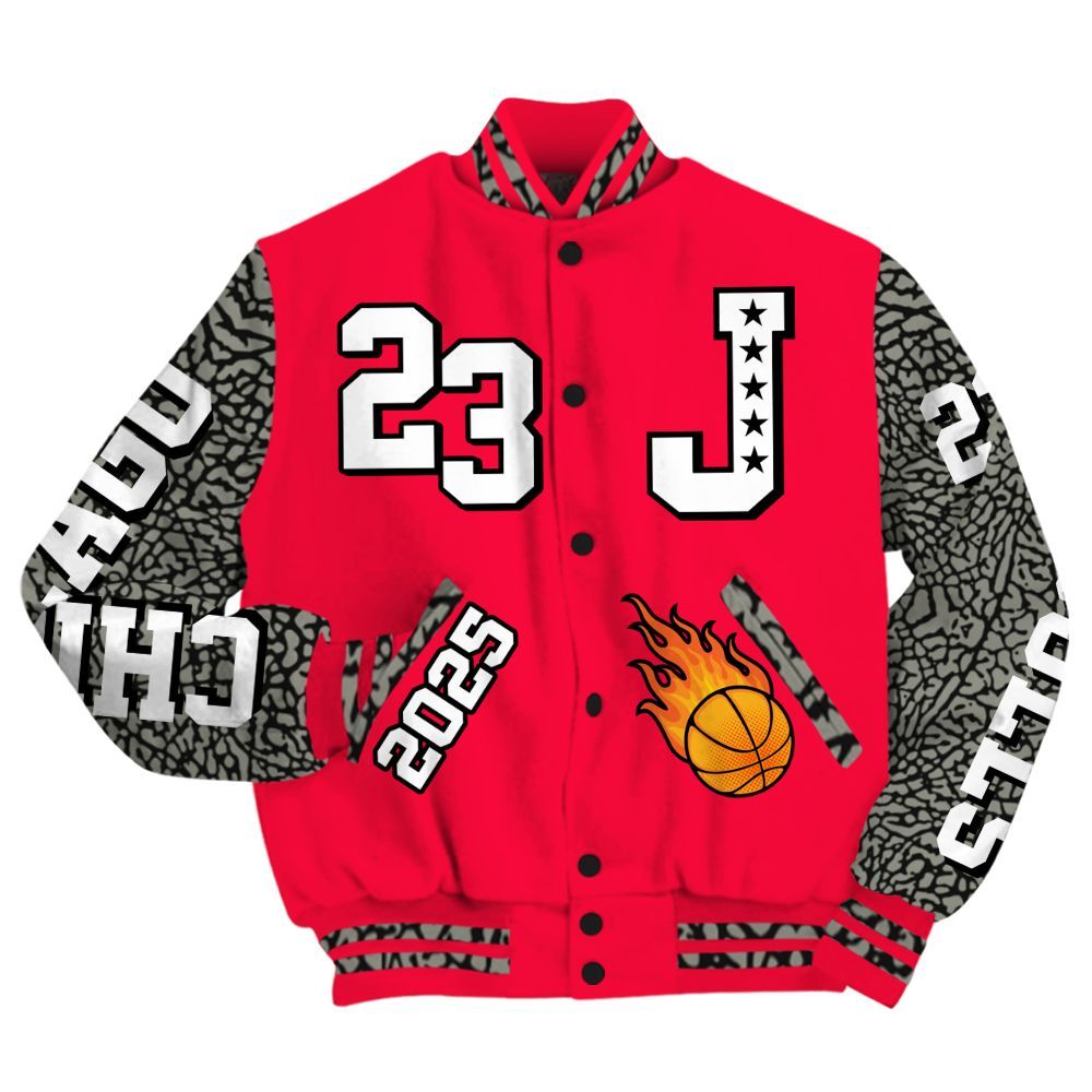 Varsity Jacket To Match Retro Fire Red 3s - Chicago 23 Basketball All Over Print