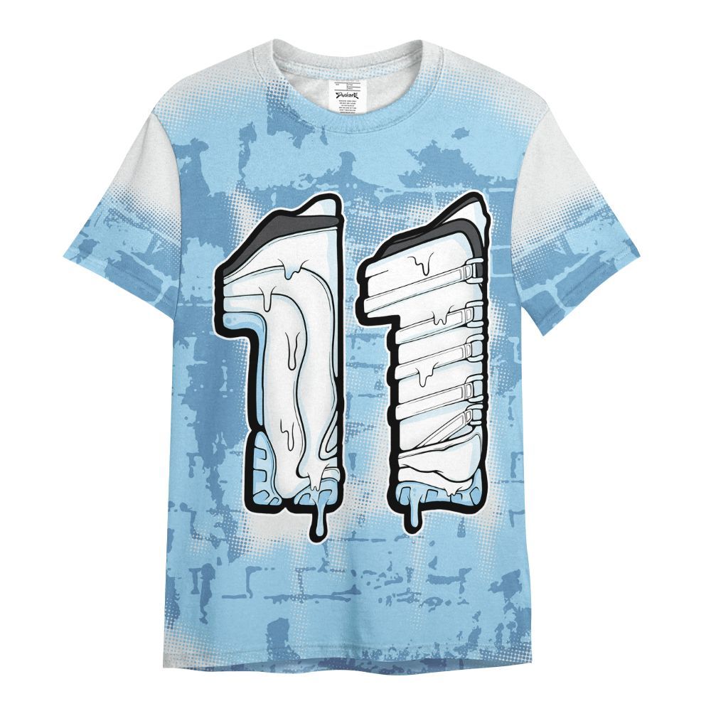Shirt To Match Legend Blue 11s - No.11 Drip Graphic  Custom Name All Over Print