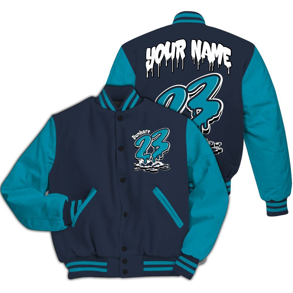 Varsity Jacket To Match Retro Obsidian 13s - Custom Name 23 Drip All Over Print