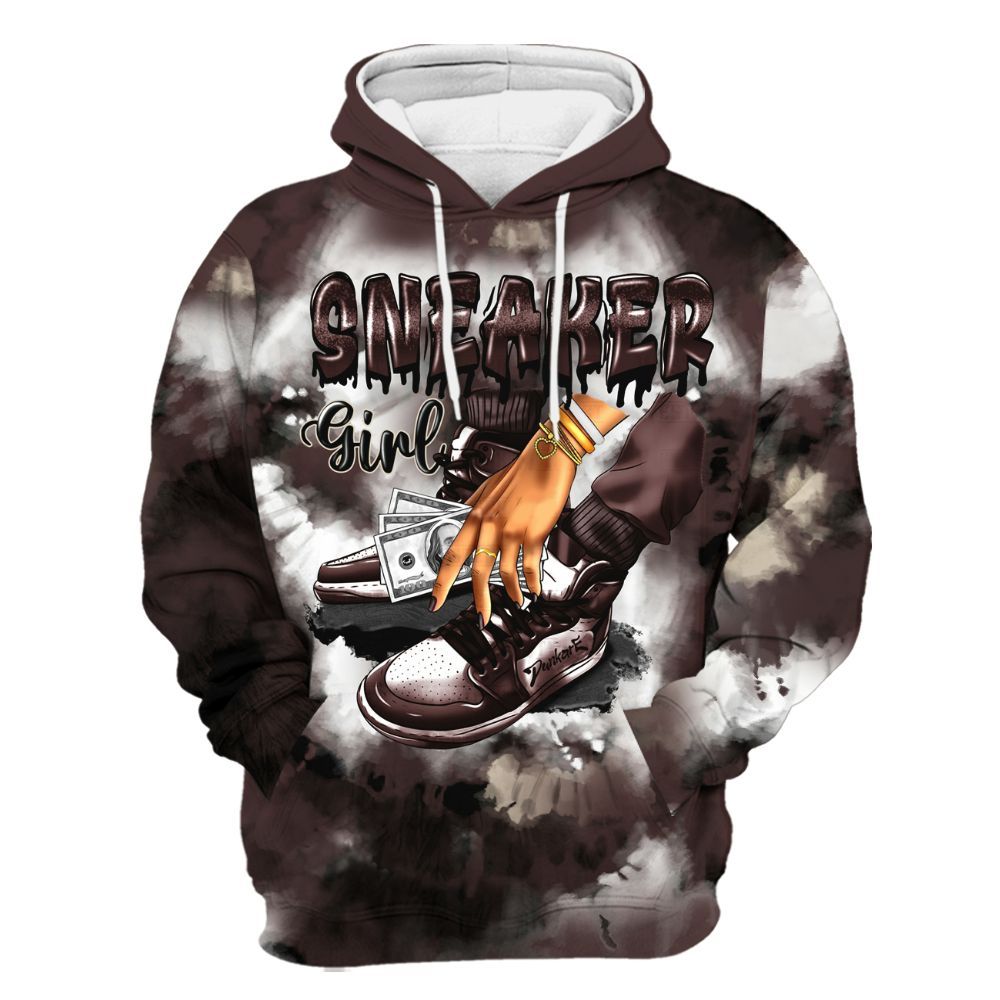 Hoodie To Match Burgundy Crush 3s - SNEAKER Girl Money Drip Tie Dye All Over Print