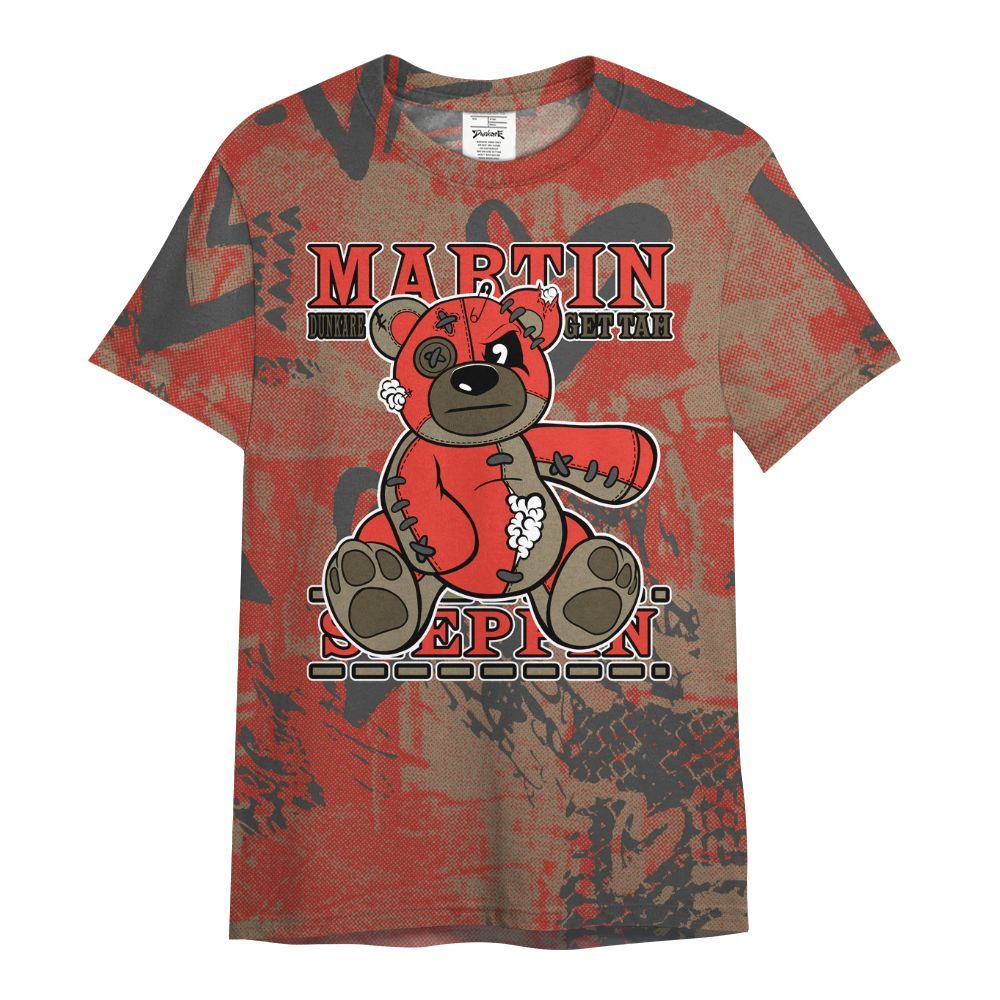 Shirt To Match Olive 9s - Tah Steppin Bear Heart Grunge All Over Print