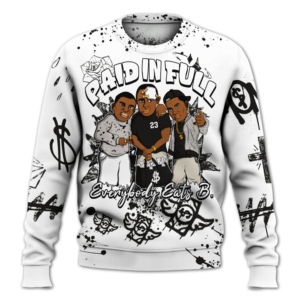 Sweatshirt To Match Retro Reverse Metallic 5s - Everybody Paid In Full Crayon All Over Print