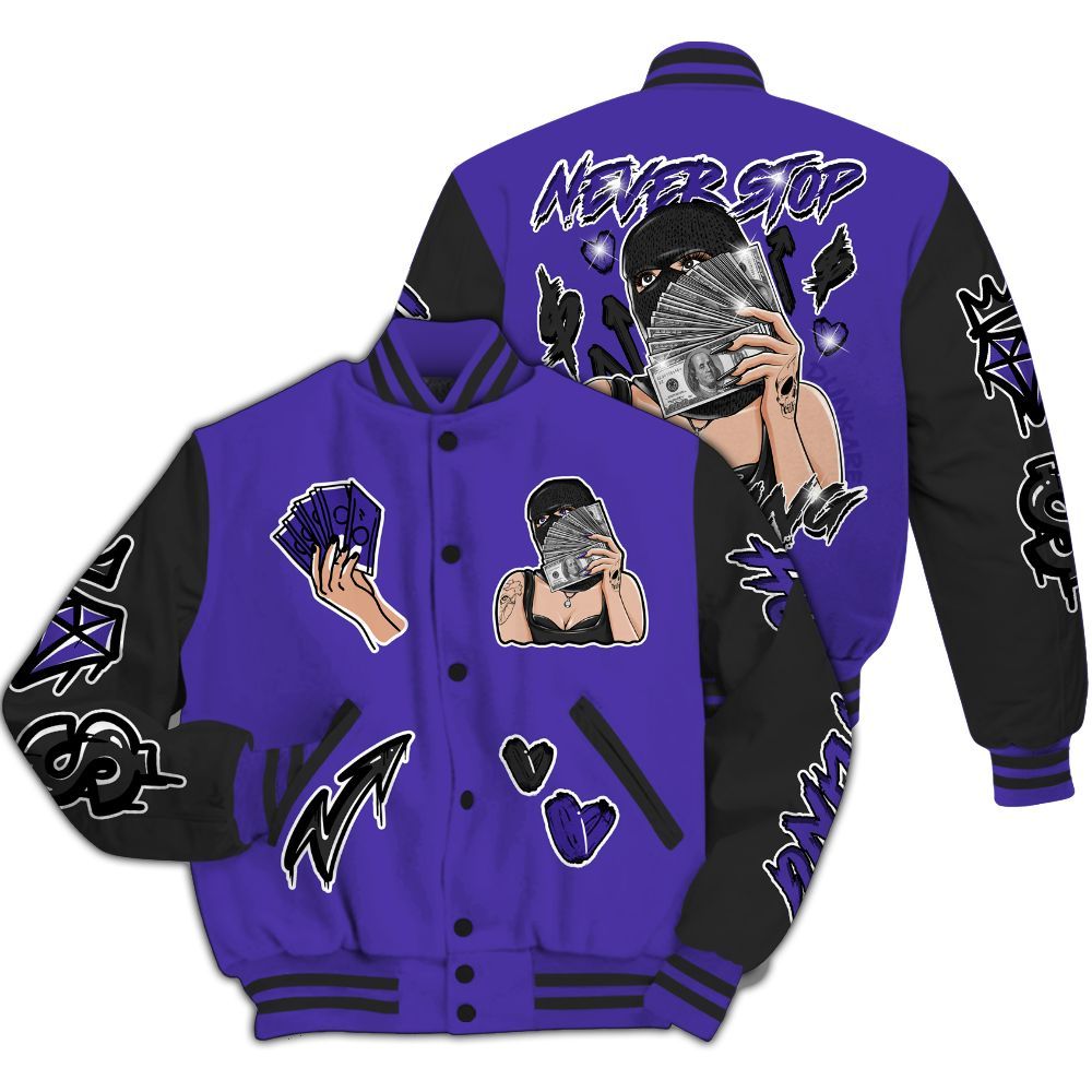 Varsity Jacket To Match Field Purple 12s - Hustling Unique All Over Print
