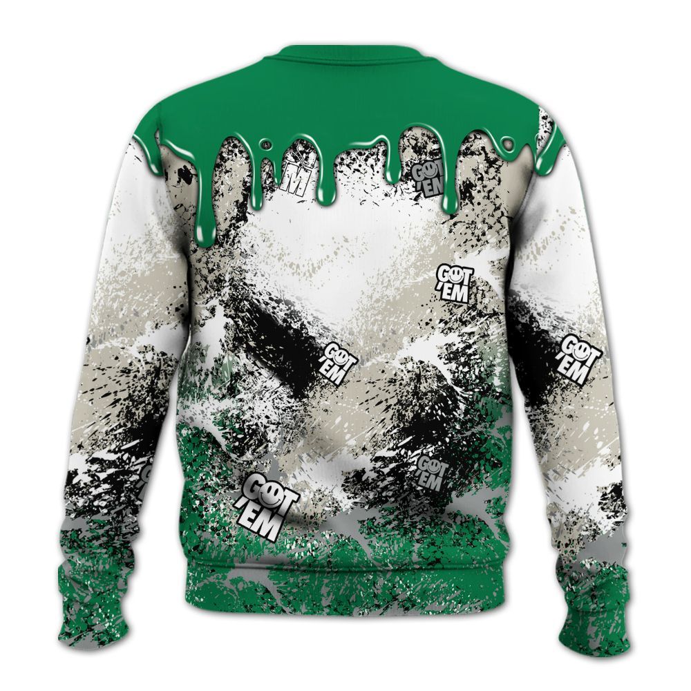 Sweatshirt To Match Lucky Green 2s - Dripping 23 Drip All Over Print