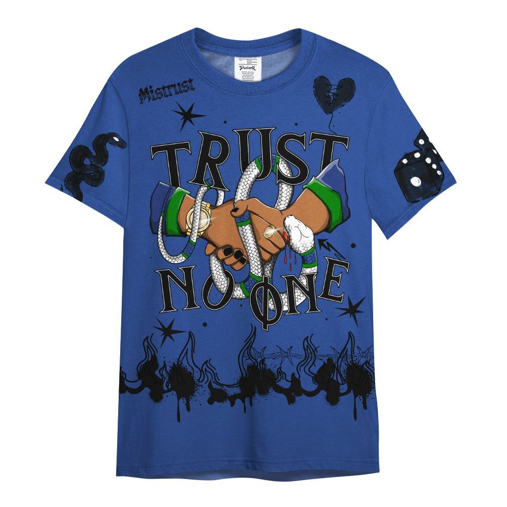 Shirt To Match Retro Hyper Royal 13s - Trust No One Snake-Bite Doodle Crayon All Over Print