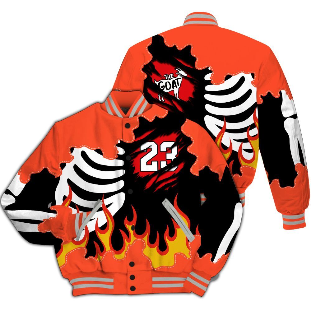 Varsity Jacket To Match Air Max 1 86 Cosmic Clay - Burning Skeleton 23 G.O.A.T All Over Print