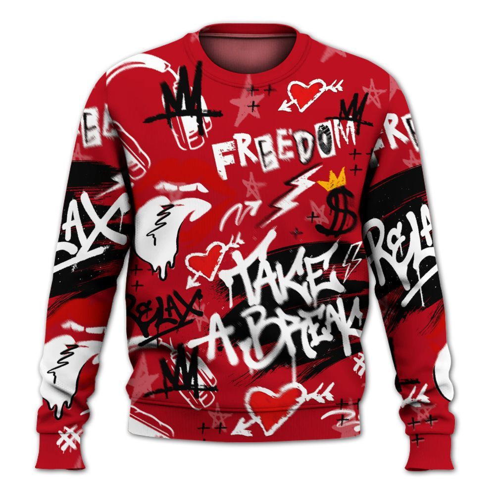 Sweatshirt To Match Bred Velvet 11s - Take Break Freedom Graffiti Streetwear All Over Print