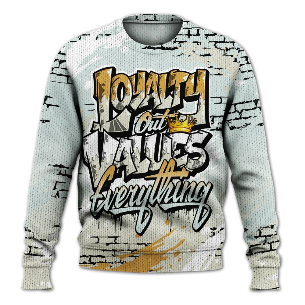 Knitted Sweater To Match Pure Platinum 4s - Values Of Loyalty Drip