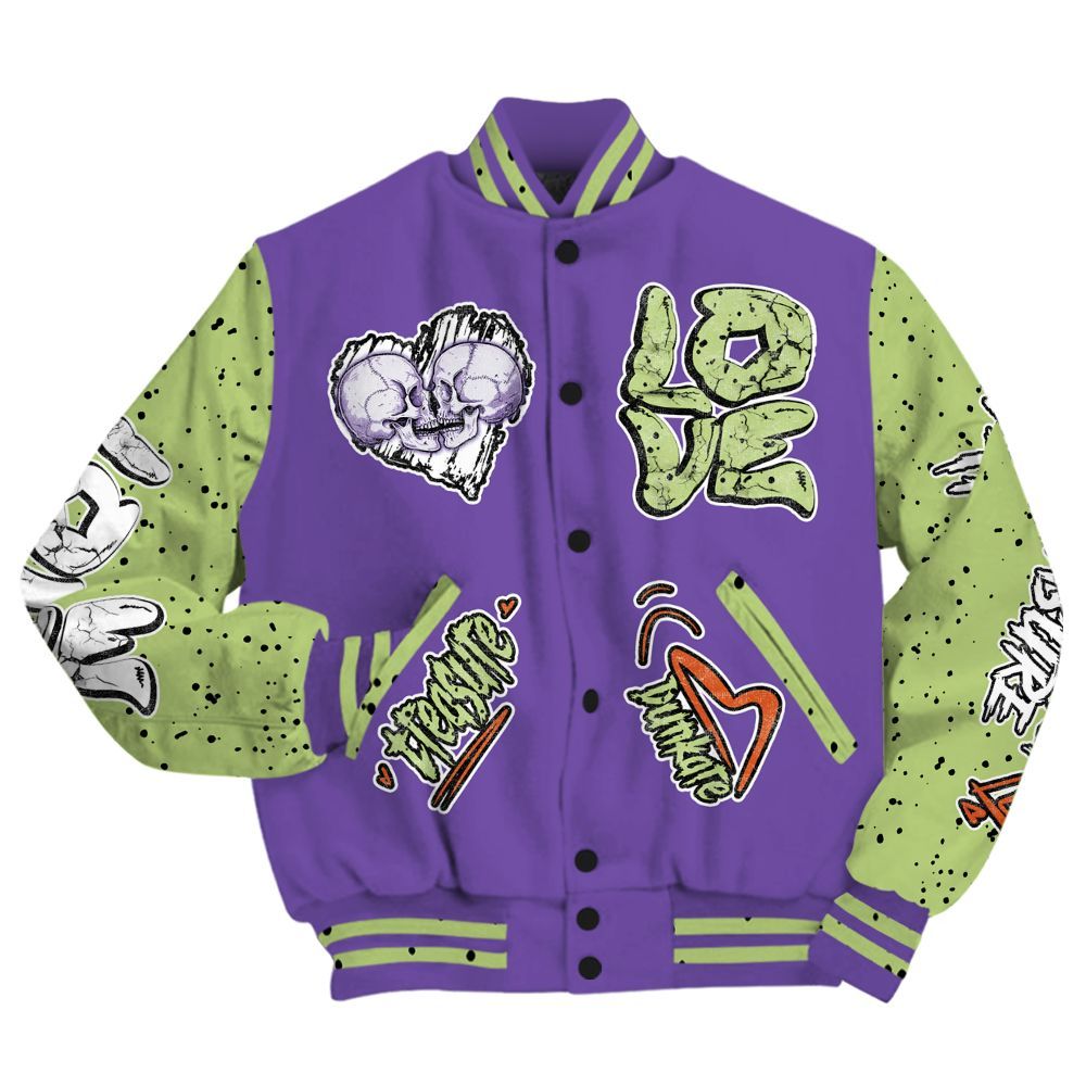 Varsity Jacket To Match Canyon Purple 4s - Skull Bear All Over Print