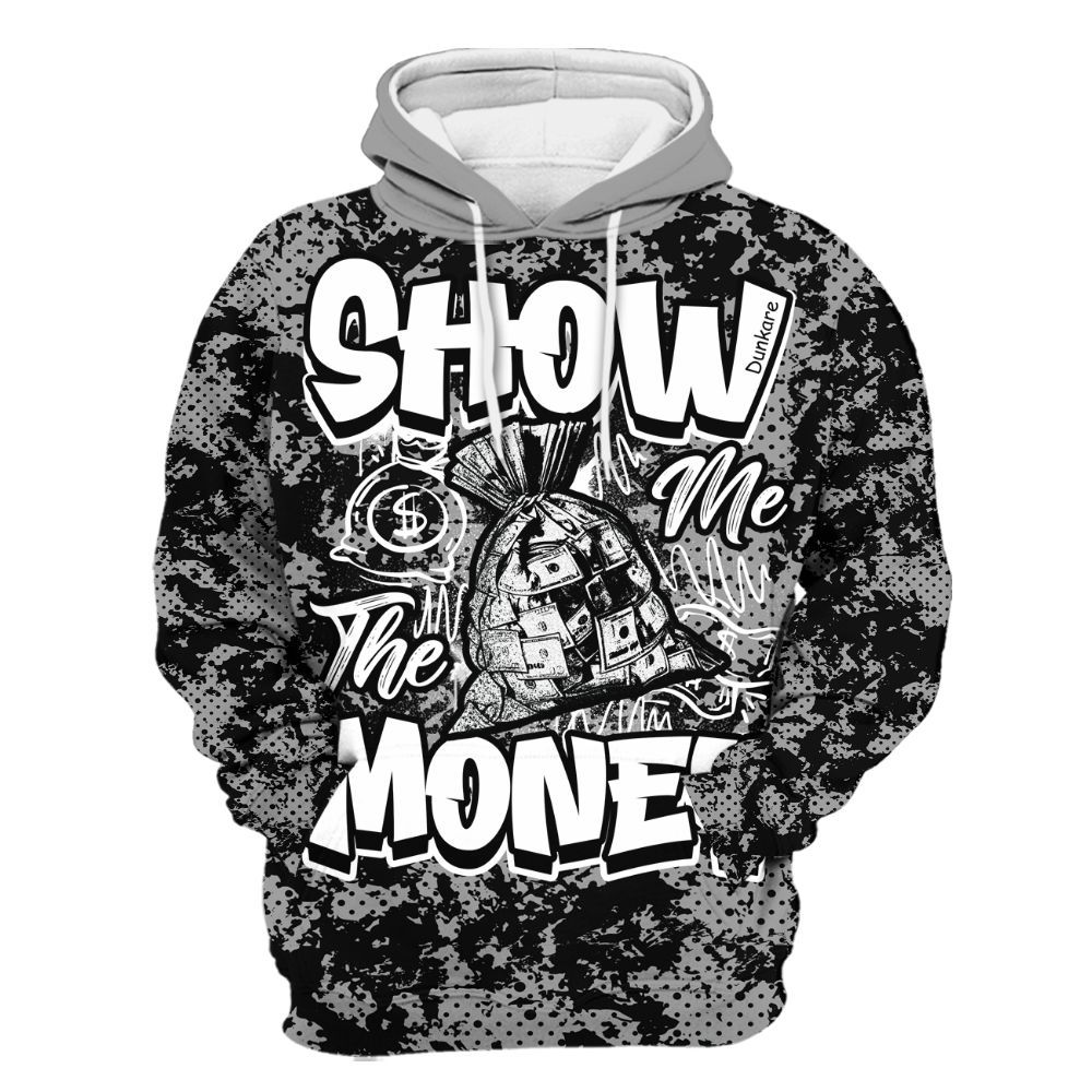 Hoodie To Match Black Wolf Grey 12s - Show Me The Money Retro All Over Print