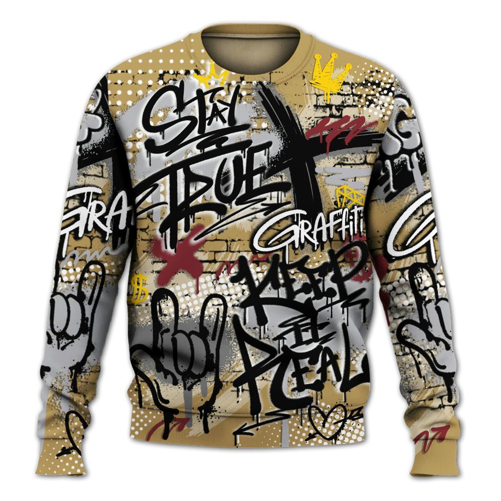 Sweatshirt To Match Kobe 4 Gold Medal - True It Real Graffiti Streetwear All Over Print