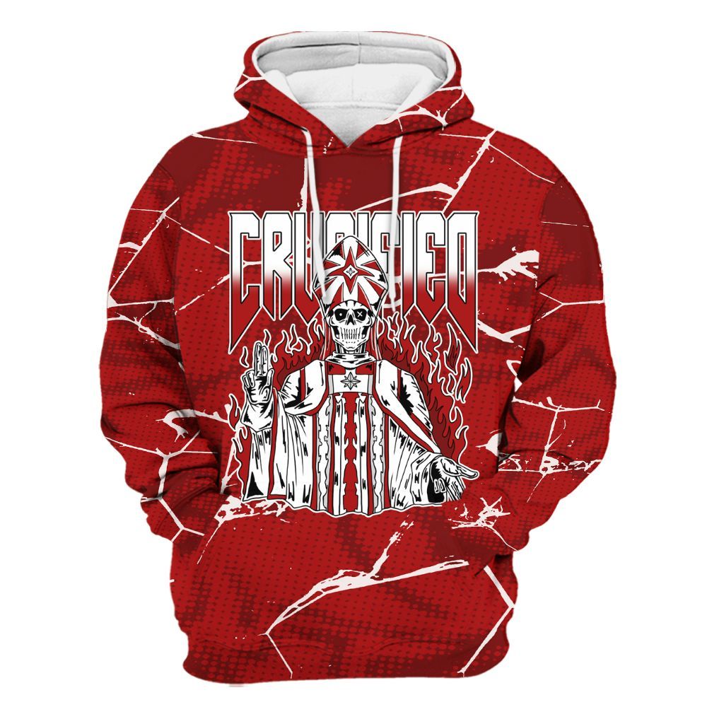 Hoodie To Match Red Taxi 12s - Crucified Skeleton Crack All Over Print