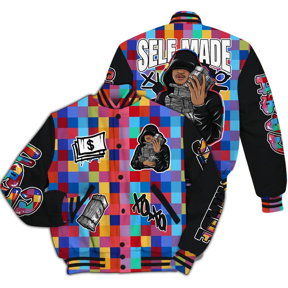 Varsity Jacket To Match Air Rainbow Weave - Selfmade Unique All Over Print