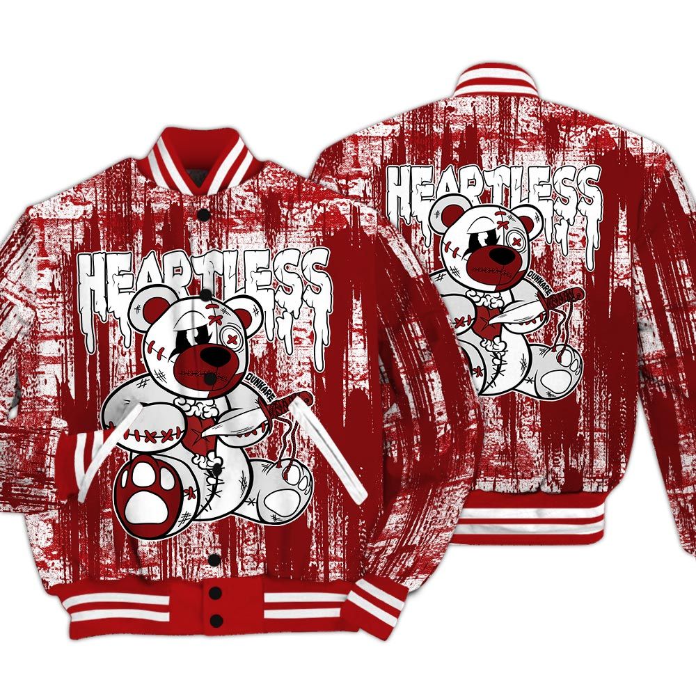 Varsity Jacket To Match Red Taxi 12s - Heartless Bear Glitch Art Varsity Jacket Unisex