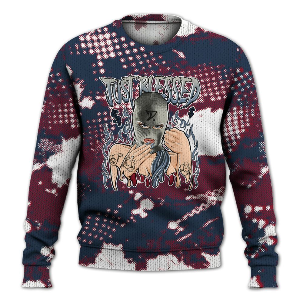 Knitted Sweater To Match Navy Blue 2024 6s - Blessed!! Smoke Dot