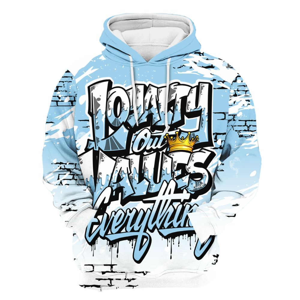 Hoodie To Match Legend Blue 11s - Values Of Loyalty Drip All Over Print