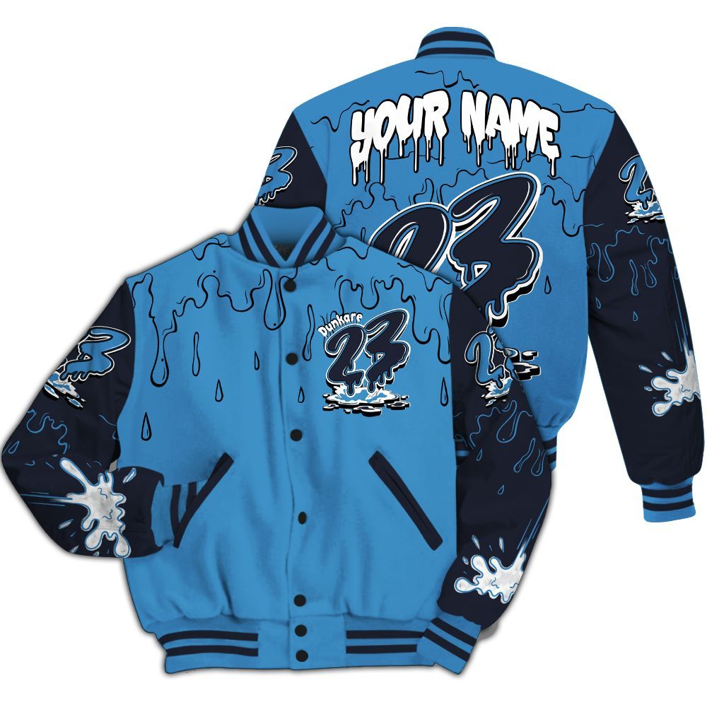 Varsity Jacket To Match Low OG Obsidian 1s - Custom Name 23 Drip All Over Print