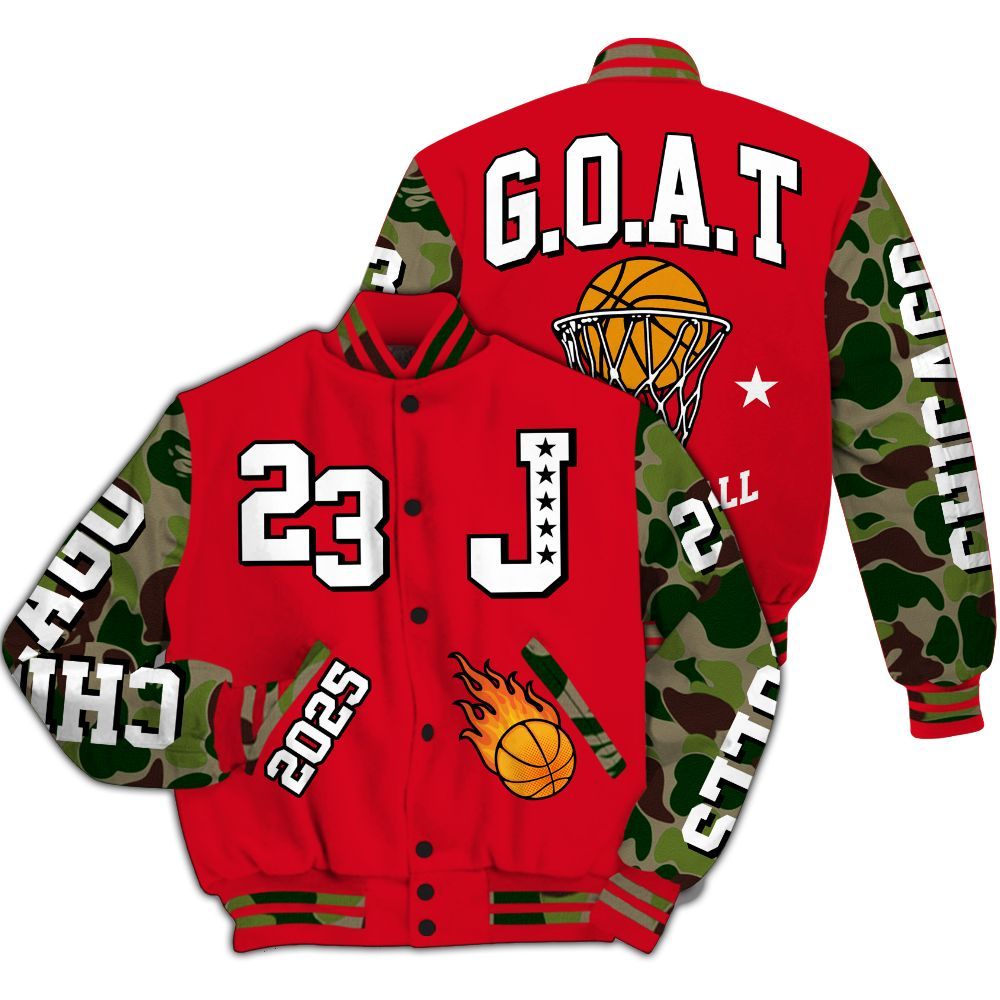 Varsity Jacket To Match Air Max 90 Duck Camo Red - Chicago 23 Basketball All Over Print