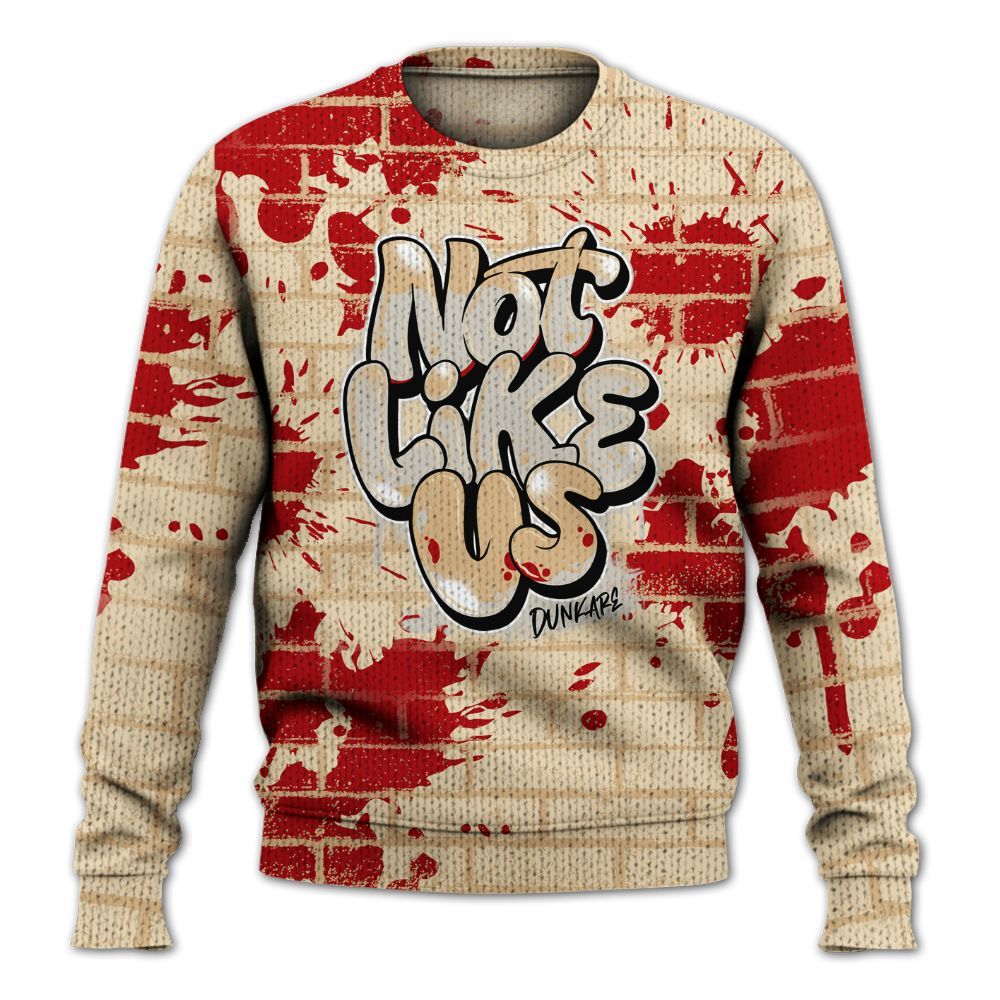 Knitted Sweater To Match Dunk Low Strawberry Waffle - None Like Us Graphic Brick Art