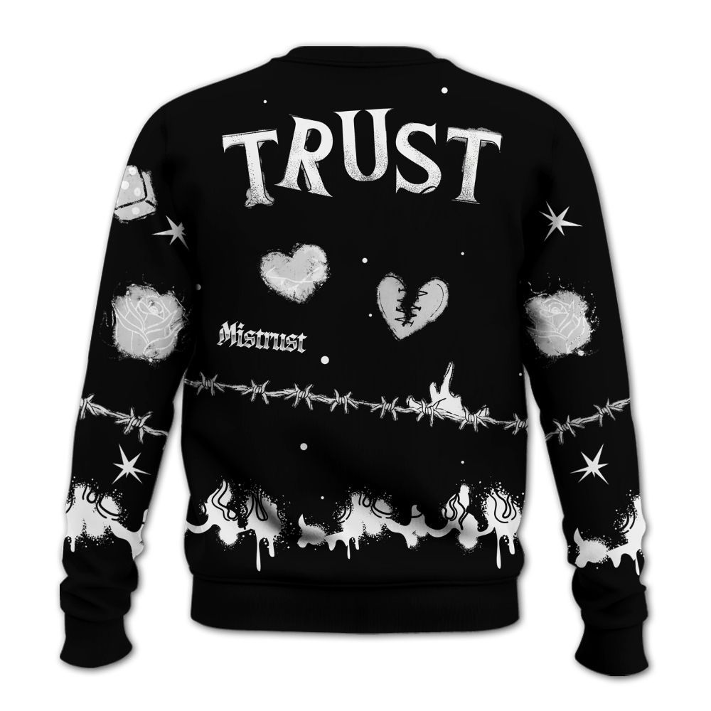 Sweatshirt To Match Black Chrome 6s - Trust No One Snake-Bite Doodle Crayon All Over Print