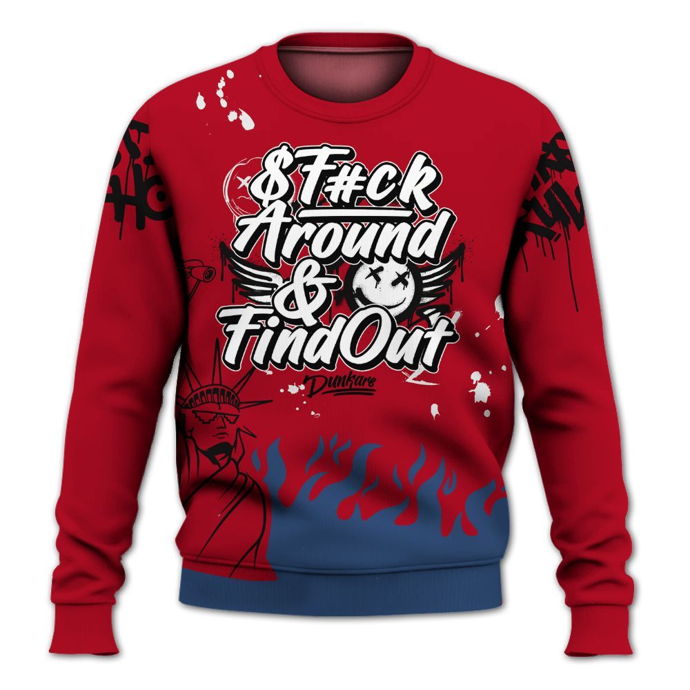 Sweatshirt To Match Air Griffey Max Black Red Navy Blue 1s - Graphic Fck Around Find Out All Over Print