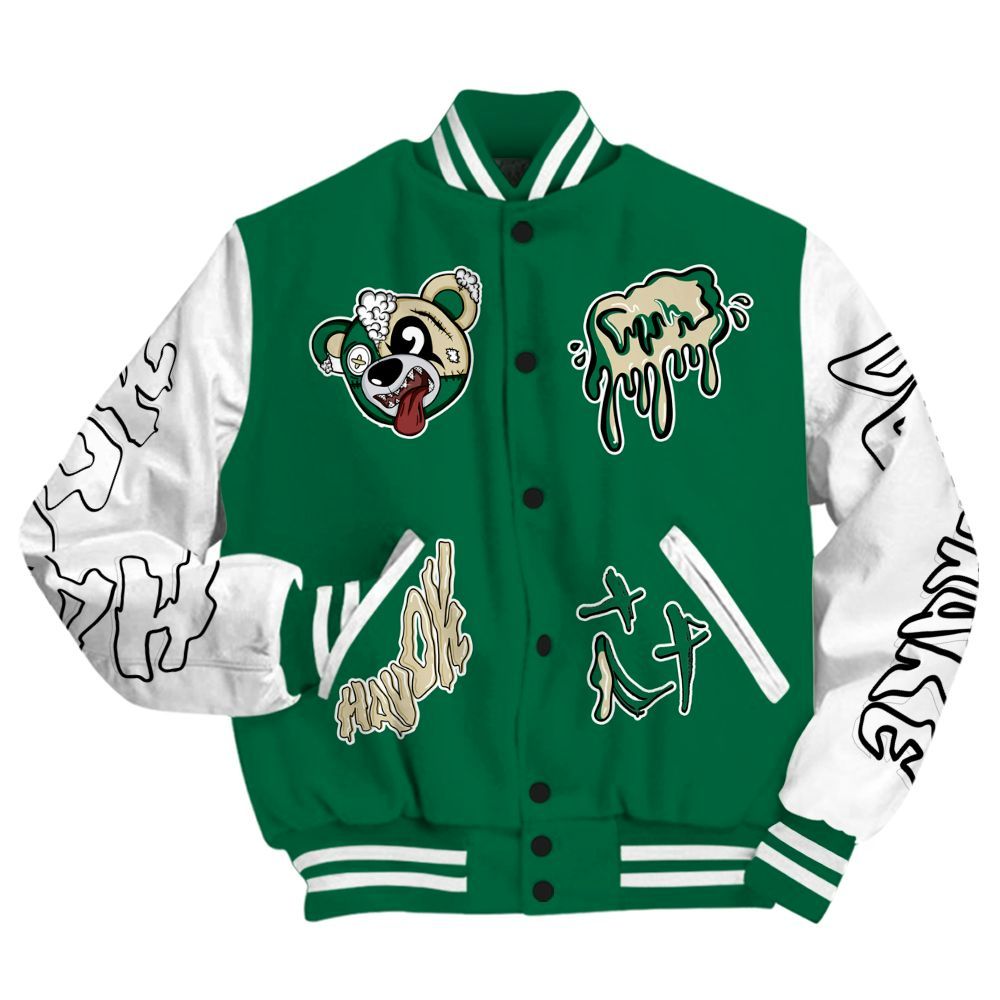 Varsity Jacket To Match Pine Green 4s - Havok Bear All Over Print