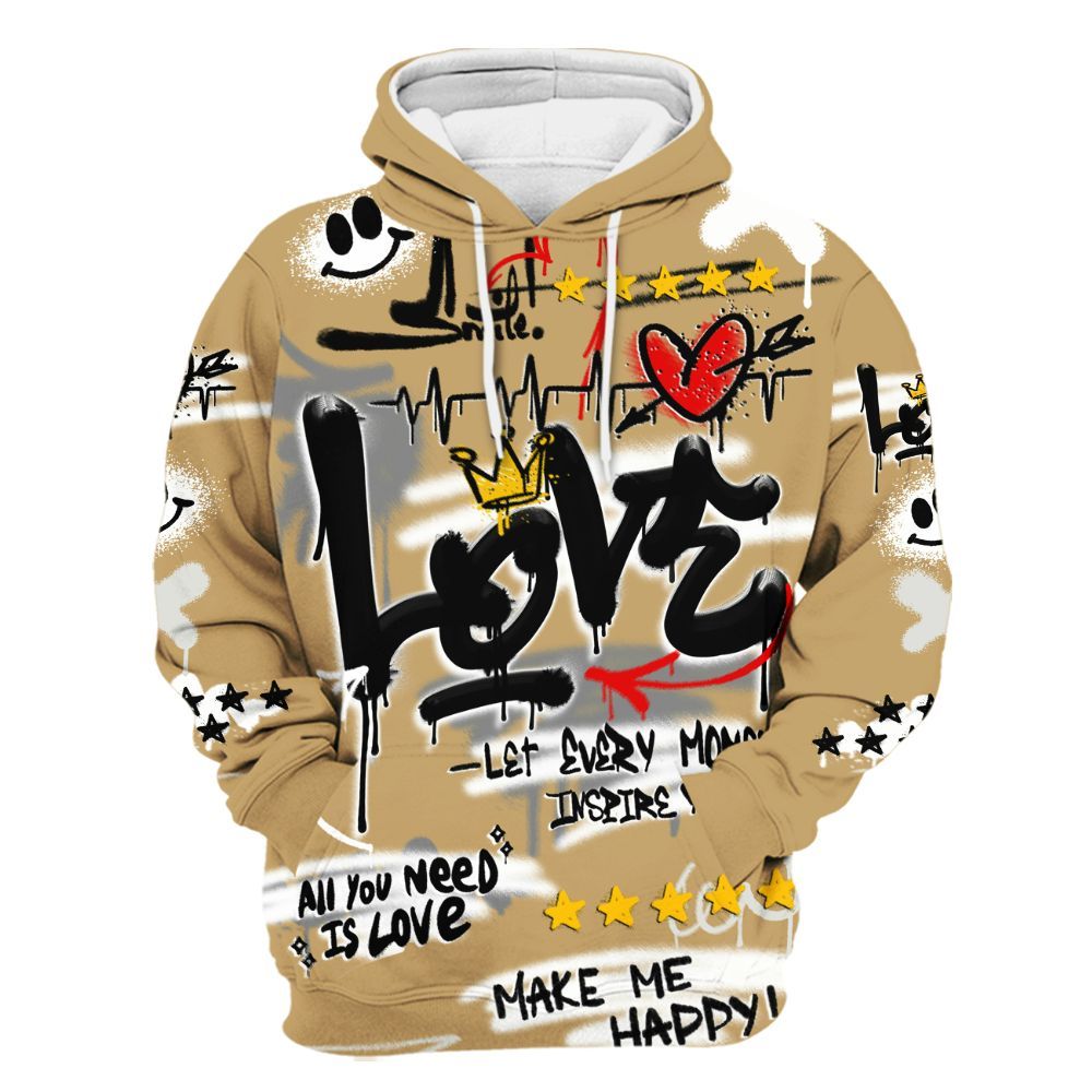 Hoodie To Match Black LD 1000 - Happy Love Beats Graffiti Streetwear All Over Print